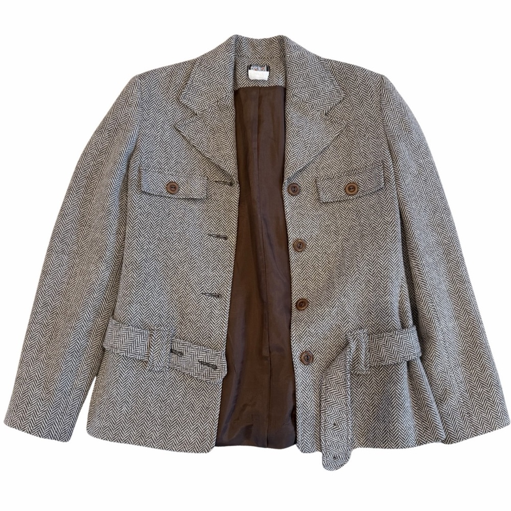 Promod Gray Herringbone Blazer